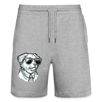 Cute Dog with Sunglasses and Tie - Süßer Hund mit - Stanley/Stella Unisex Bio Joggingshorts Trainer  - Grau meliert - Vorne - Nik (191cm) & Marisol (170cm)