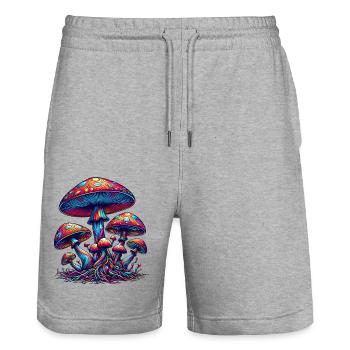Polka Dot Mushroom Wonderland - Stanley/Stella Trainer Unisex Organic Jogging Shorts - heather grey - Front - Nik (191cm) & Marisol (170cm)