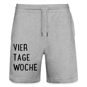 Vier Tage Woche - Stanley/Stella Unisex Bio Joggingshorts Trainer  - Grau meliert - Vorne - Nik (191cm) & Marisol (170cm)