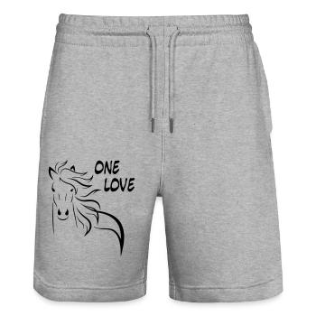 Pferd one love - Stanley/Stella Unisex Bio Joggingshorts Trainer  - Grau meliert - Vorne - Nik (191cm) & Marisol (170cm)