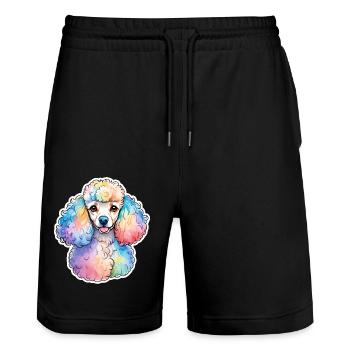 Caniche Aquarelles - Short de jogging bio TRAINER Stanley/Stella unisexe - noir - Devant - Nik (191cm) & Marisol (170cm)