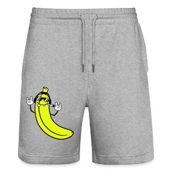 Lustige DJ Banane Obst Sonnenbrille Party Musik - Stanley/Stella Unisex Bio Joggingshorts Trainer  - Grau meliert - Vorne - Nik (191cm) & Marisol (170cm)