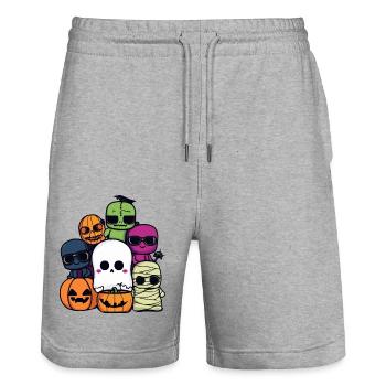 Halloween Party Cool - Stanley/Stella Trainer Unisex Organic Jogging Shorts - heather grey - Front - Nik (191cm) & Marisol (170cm)