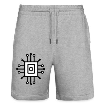 Icône de puce d’ordinateur numérique - Short de jogging bio TRAINER Stanley/Stella unisexe - gris chiné - Devant - Nik (191cm) & Marisol (170cm)