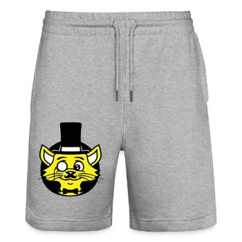 Sir Cat Gentleman Chapeau haut de forme Monocle Rich Gentleman - Short de jogging bio TRAINER Stanley/Stella unisexe - gris chiné - Devant - Nik (191cm) & Marisol (170cm)