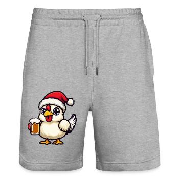 Chicken Christmas Beer - Stanley/Stella Trainer Unisex Organic Jogging Shorts - heather grey - Front - Nik (191cm) & Marisol (170cm)