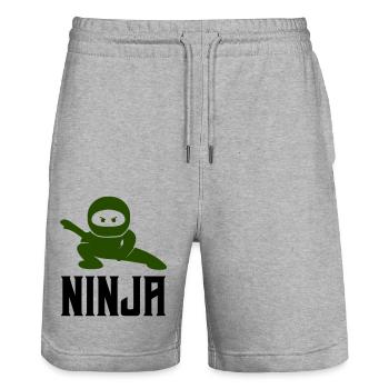 ninja comic - Stanley/Stella Unisex Bio Joggingshorts Trainer  - Grau meliert - Vorne - Nik (191cm) & Marisol (170cm)
