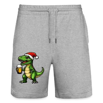 Bière de Noël Dinosaur T-Rex - Short de jogging bio TRAINER Stanley/Stella unisexe - gris chiné - Devant - Nik (191cm) & Marisol (170cm)