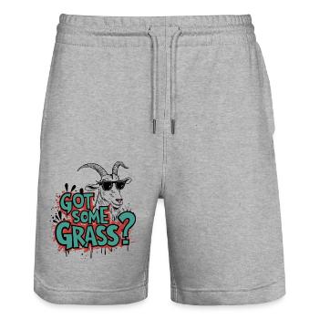 Goat Humor – Do you have some weed? - Stanley/Stella Trainer Unisex Organic Jogging Shorts - heather grey - Front - Nik (191cm) & Marisol (170cm)