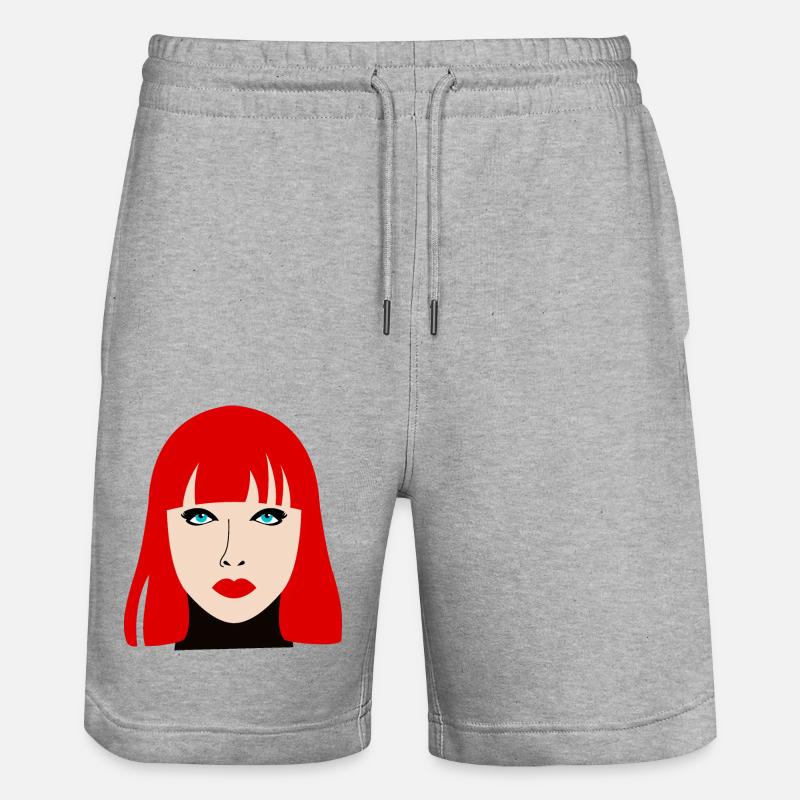 Femme rousse aux yeux bleus - Short de jogging bio TRAINER Stanley/Stella unisexe - gris chiné