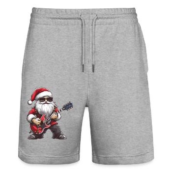 Weihnachtsmann Gitarre - Stanley/Stella Unisex Bio Joggingshorts Trainer  - Grau meliert - Vorne - Nik (191cm) & Marisol (170cm)