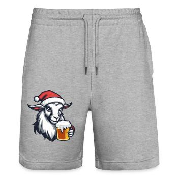 Bergziege Weihnachten Bier Lustig - Stanley/Stella Unisex Bio Joggingshorts Trainer  - Grau meliert - Vorne - Nik (191cm) & Marisol (170cm)