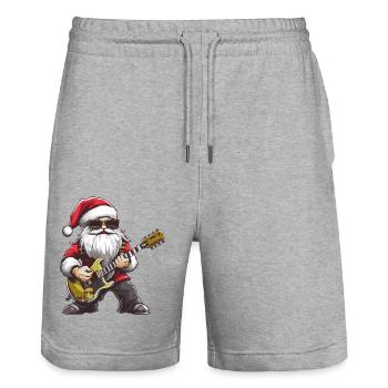 Weihnachtsmann Gitarre - Stanley/Stella Unisex Bio Joggingshorts Trainer  - Grau meliert - Vorne - Nik (191cm) & Marisol (170cm)