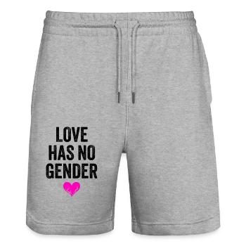 LOVE HAS NO GENDER - Stanley/Stella Trainer Unisex Organic Jogging Shorts - heather grey - Front - Nik (191cm) & Marisol (170cm)