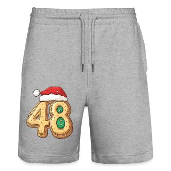 48 Number Christmas Cookie - Stanley/Stella Trainer Unisex Organic Jogging Shorts - heather grey - Front - Nik (191cm) & Marisol (170cm)
