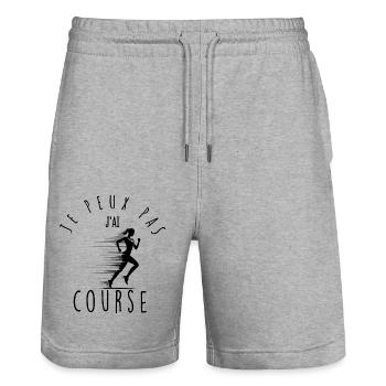 Ich kann nicht, ich habe Rasse. - Stanley/Stella Unisex Bio Joggingshorts Trainer  - Grau meliert - Vorne - Nik (191cm) & Marisol (170cm)