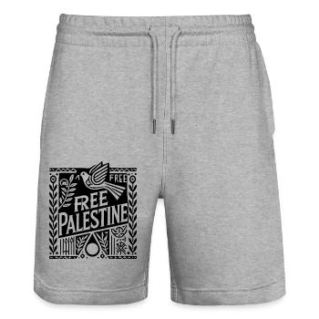 Free palestine - Stanley/Stella Unisex Bio Joggingshorts Trainer  - Grau meliert - Vorne - Nik (191cm) & Marisol (170cm)