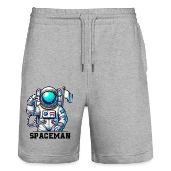 Astronaute de bande dessinée de l’espace - Short de jogging bio TRAINER Stanley/Stella unisexe - gris chiné - Devant - Nik (191cm) & Marisol (170cm)