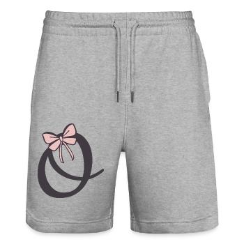 Initial letter O Ribbon - Stanley/Stella Trainer Unisex Organic Jogging Shorts - heather grey - Front - Nik (191cm) & Marisol (170cm)