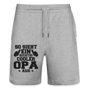 This is what a really cool grandpa looks like - Stanley/Stella Trainer Unisex Organic Jogging Shorts - heather grey - Front - Nik (191cm) & Marisol (170cm)