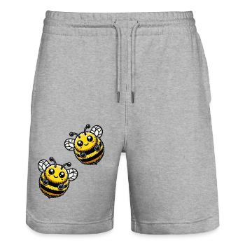 Bumblebee Bee 2 - Stanley/Stella Trainer Unisex Organic Jogging Shorts - heather grey - Front - Nik (191cm) & Marisol (170cm)