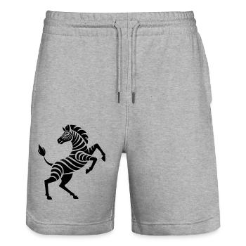 Zebra Hufe hoch Kunststück Silhouette - Stanley/Stella Unisex Bio Joggingshorts Trainer  - Grau meliert - Vorne - Nik (191cm) & Marisol (170cm)