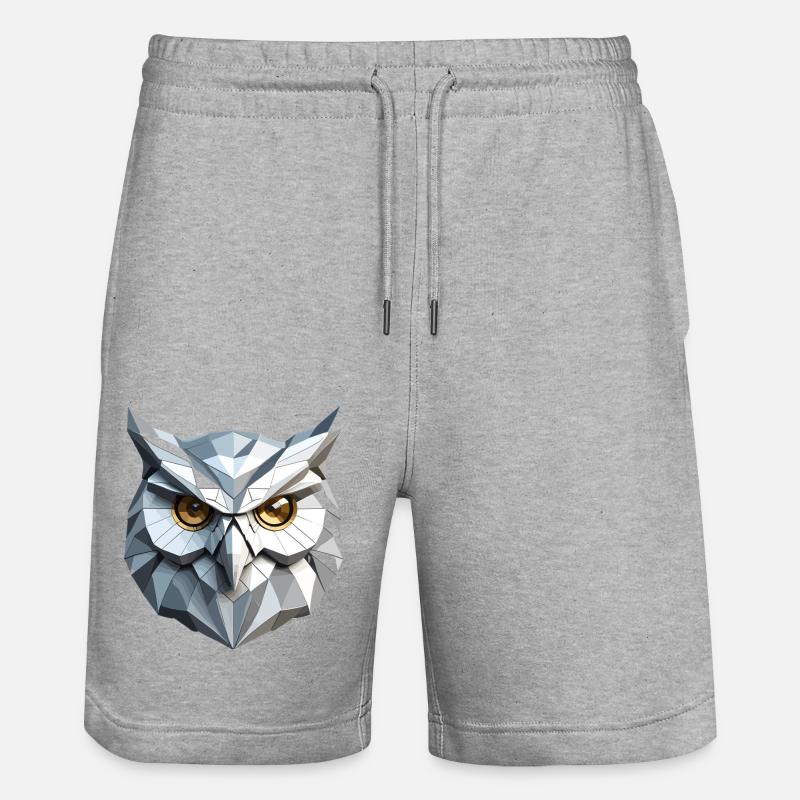 Owl Mask - Low Poly Design - Stanley/Stella Unisex Bio Joggingshorts Trainer  - Grau meliert