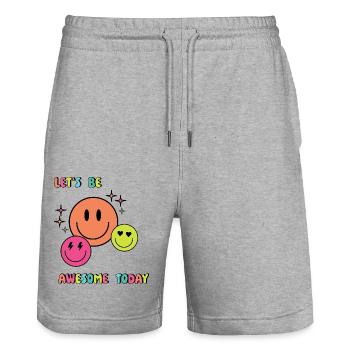 Lets be AWESOME today - Geschenkidee - Geschenk - Stanley/Stella Unisex Bio Joggingshorts Trainer  - Grau meliert - Vorne - Nik (191cm) & Marisol (170cm)