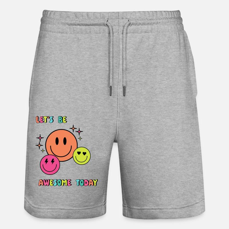 Lets be AWESOME today - Geschenkidee - Geschenk - Stanley/Stella Unisex Bio Joggingshorts Trainer - Grau meliert
