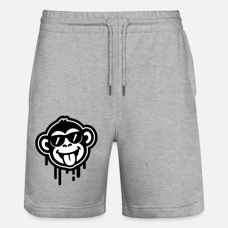 Singe Cool Drôle - Short de jogging bio TRAINER Stanley/Stella unisexe - gris chiné