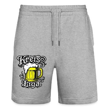 Kreisliga Bier Spruch - Stanley/Stella Unisex Bio Joggingshorts Trainer  - Grau meliert - Vorne - Nik (191cm) & Marisol (170cm)