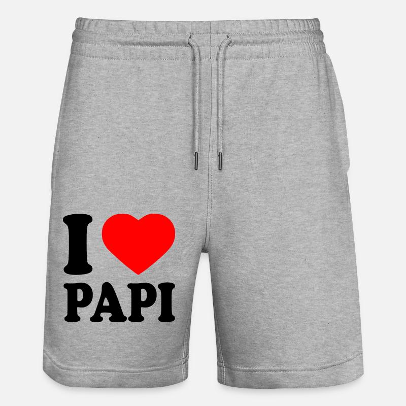 I love papi - Stanley/Stella Unisex Bio Joggingshorts Trainer  - Grau meliert
