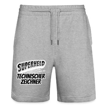Superheld, clever getarn Technischer Zeichner - Stanley/Stella Unisex Bio Joggingshorts Trainer  - Grau meliert - Vorne - Nik (191cm) & Marisol (170cm)