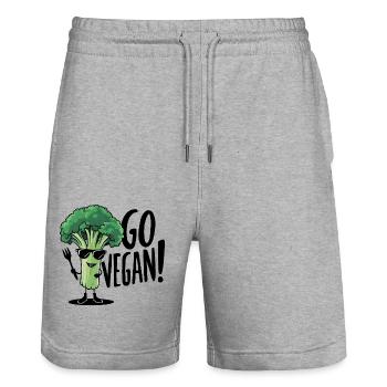 Cool Broccoli In Sunglasses - Stanley/Stella Trainer Unisex Organic Jogging Shorts - heather grey - Front - Nik (191cm) & Marisol (170cm)