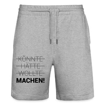 Könnte Hätte Wollte Machen - Stanley/Stella Unisex Bio Joggingshorts Trainer  - Grau meliert - Vorne - Nik (191cm) & Marisol (170cm)