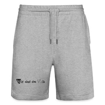 Wir sind das Volk - Stanley/Stella Unisex Bio Joggingshorts Trainer  - Grau meliert - Vorne - Nik (191cm) & Marisol (170cm)