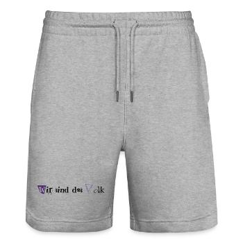 Wir sind das Volk - Stanley/Stella Unisex Bio Joggingshorts Trainer  - Grau meliert - Vorne - Nik (191cm) & Marisol (170cm)