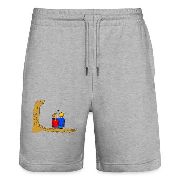 Keine Ahnung diese - Stanley/Stella Unisex Bio Joggingshorts Trainer  - Grau meliert - Vorne - Nik (191cm) & Marisol (170cm)