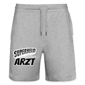 Superheld, clever getarnt als Arzt - Stanley/Stella Unisex Bio Joggingshorts Trainer  - Grau meliert - Vorne - Nik (191cm) & Marisol (170cm)