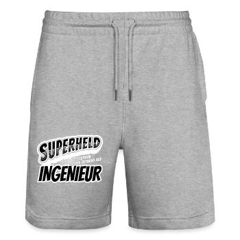 Superheld, clever getarnt als Ingenieur - Stanley/Stella Unisex Bio Joggingshorts Trainer  - Grau meliert - Vorne - Nik (191cm) & Marisol (170cm)