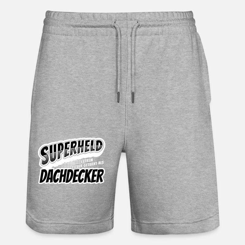 Superheld, clever getarnt als Dachdecker - Stanley/Stella Unisex Bio Joggingshorts Trainer  - Grau meliert