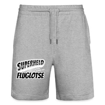 Superheld, clever getarnt als Fluglotse - Stanley/Stella Unisex Bio Joggingshorts Trainer  - Grau meliert - Vorne - Nik (191cm) & Marisol (170cm)