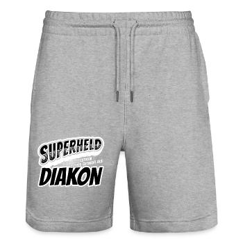 Superheld, clever getarnt als Diakon - Stanley/Stella Unisex Bio Joggingshorts Trainer  - Grau meliert - Vorne - Nik (191cm) & Marisol (170cm)