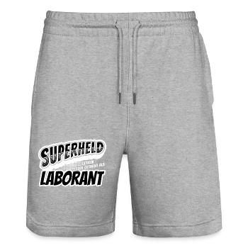 Superheld, clever getarnt als Laborant - Stanley/Stella Unisex Bio Joggingshorts Trainer  - Grau meliert - Vorne - Nik (191cm) & Marisol (170cm)
