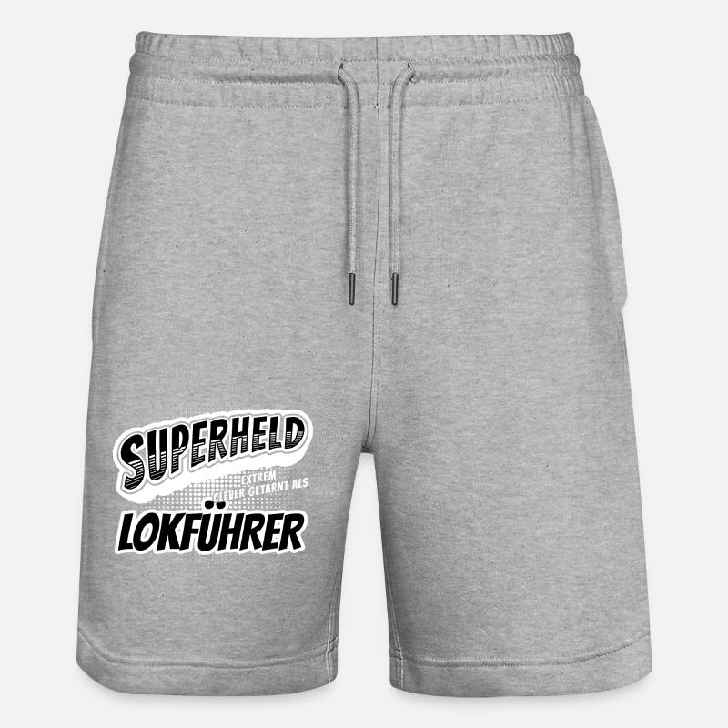 Superheld, clever getarnt als Lokführer - Stanley/Stella Unisex Bio Joggingshorts Trainer - Grau meliert