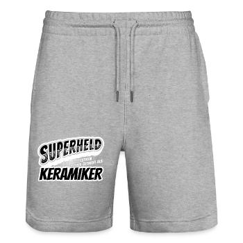 Superheld, clever getarnt als Keramiker - Stanley/Stella Unisex Bio Joggingshorts Trainer  - Grau meliert - Vorne - Nik (191cm) & Marisol (170cm)