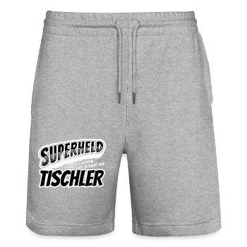 Superheld, clever getarnt als Tischler - Stanley/Stella Unisex Bio Joggingshorts Trainer  - Grau meliert - Vorne - Nik (191cm) & Marisol (170cm)