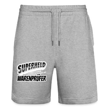Superheld, clever getarnt als Warenprüfer - Stanley/Stella Unisex Bio Joggingshorts Trainer  - Grau meliert - Vorne - Nik (191cm) & Marisol (170cm)