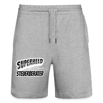 Superheld, clever getarnt als Steuerberater - Stanley/Stella Unisex Bio Joggingshorts Trainer  - Grau meliert - Vorne - Nik (191cm) & Marisol (170cm)