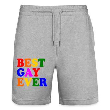 Best gay ever - Stanley/Stella Trainer Unisex Organic Jogging Shorts - heather grey - Front - Nik (191cm) & Marisol (170cm)